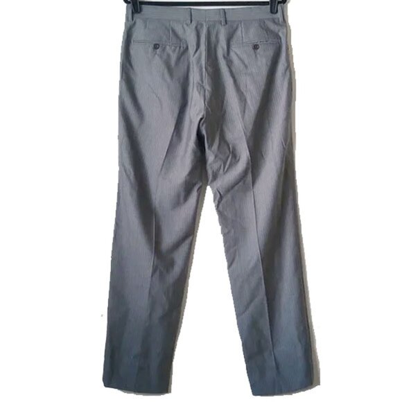 100% Wool Bowery Slim Straight Leg Pants 33R Gray Pinstripe 088009 - Picture 2 of 9